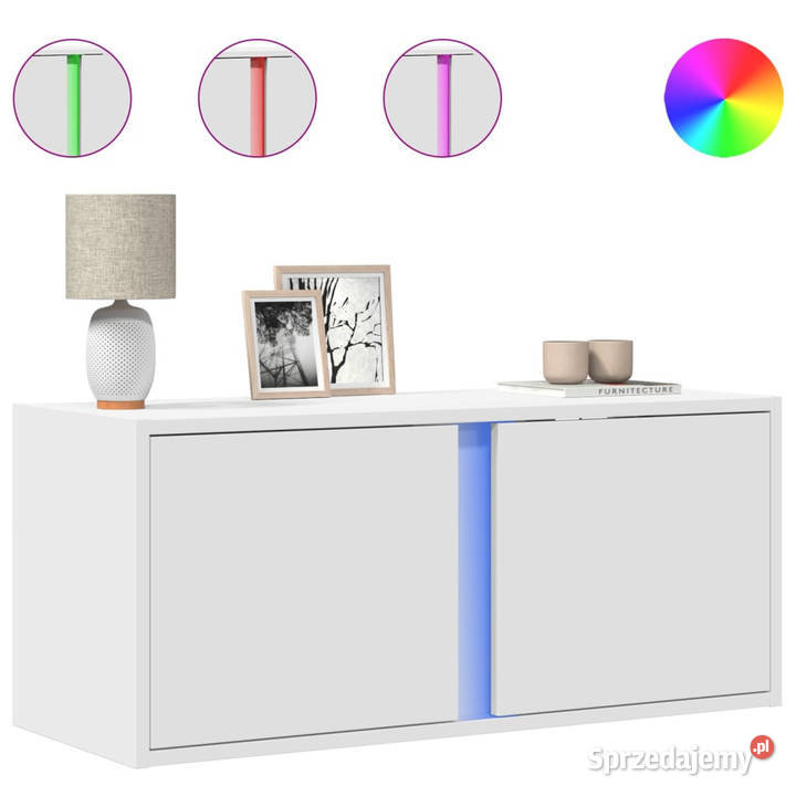 Ścienna szafka TV z LED biała 80x31x35 WM852257 Warszawa