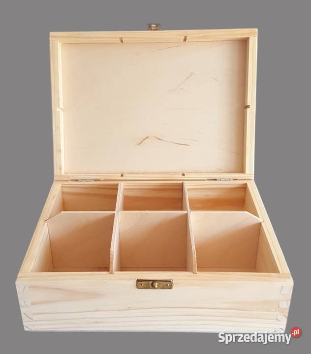 Drewniana szkatułka na herbatę herbaciarka z 6 beżowy Akcesoria kuchenne Chrzanów