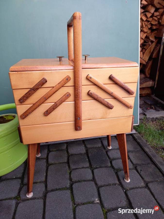 Duży niciak bukowy rozkładany PRL vintage wielkopolskie Rawicz