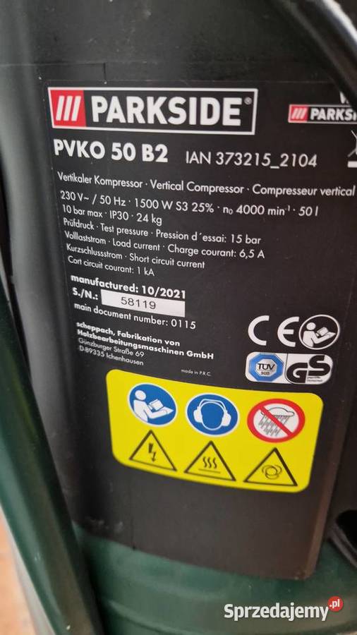 Sprężarka kompresor PARKSIDE PVKO 50 C3 1500 W Świętochłowice