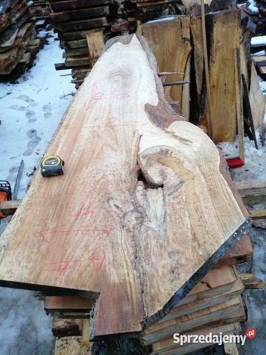 Monolit 65x65 x5 dąb stolik kawowy live edge