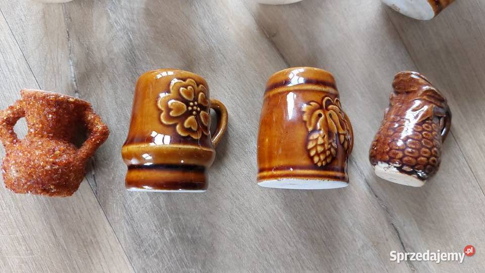 Zestaw 8sz Ceramiczne wazoniki małe kufle PRL Rokity