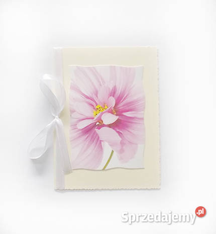 kartka z różowym kwiatkiem pastelowa kartka bez podkarpackie