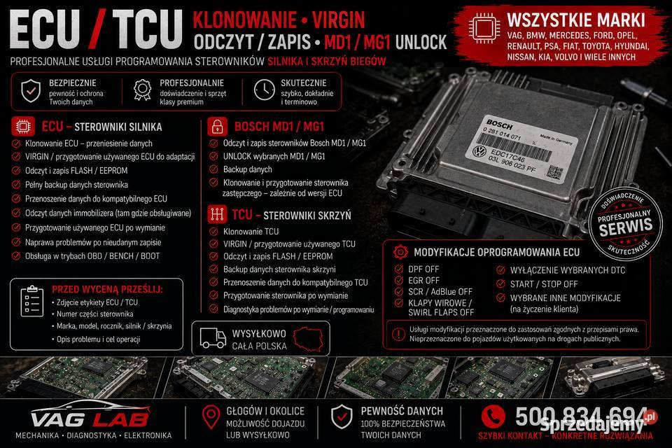 Naprawa i klonowanie sterowników ECU TCU Virgin Głogów