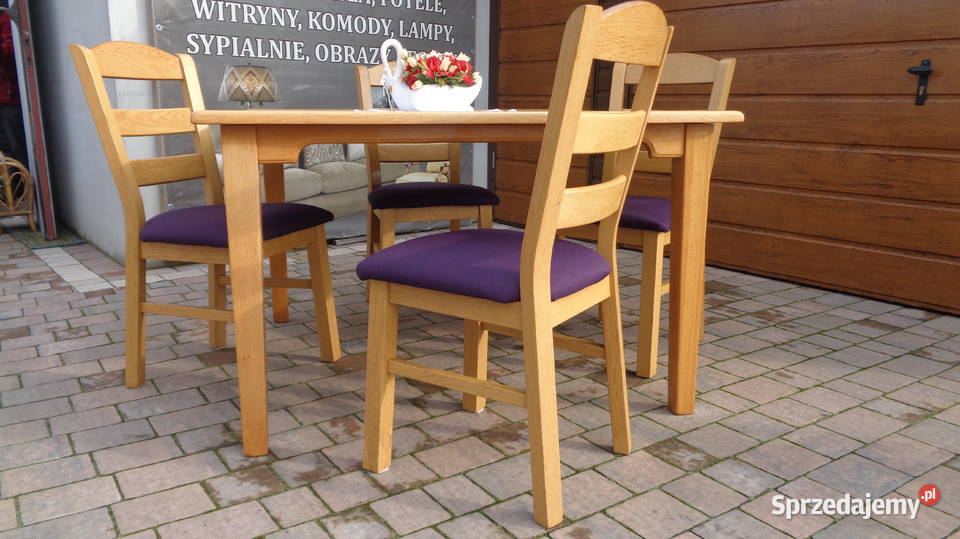 stół dębowy i 4 dębowe krzesła Mielnica Duża