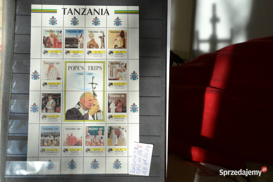 Znaczki Papież Ja 168n Paweł II Tanzania II Ks dolnośląskie Sobótka