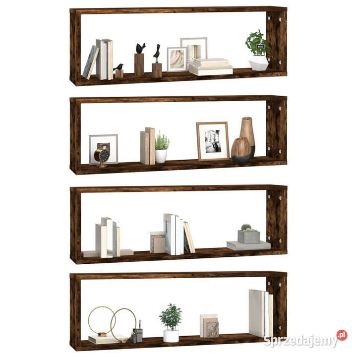 Półki ścienne 4 przydymiony dąb 80x15x265 Półki