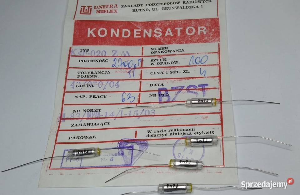 Kondensator 27nF 63V KsF Unitra MIFLEX Gdańsk