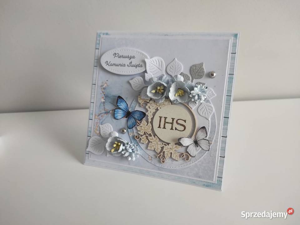 Kartka w pudełku ręcznie robiona na Komunię Łódź