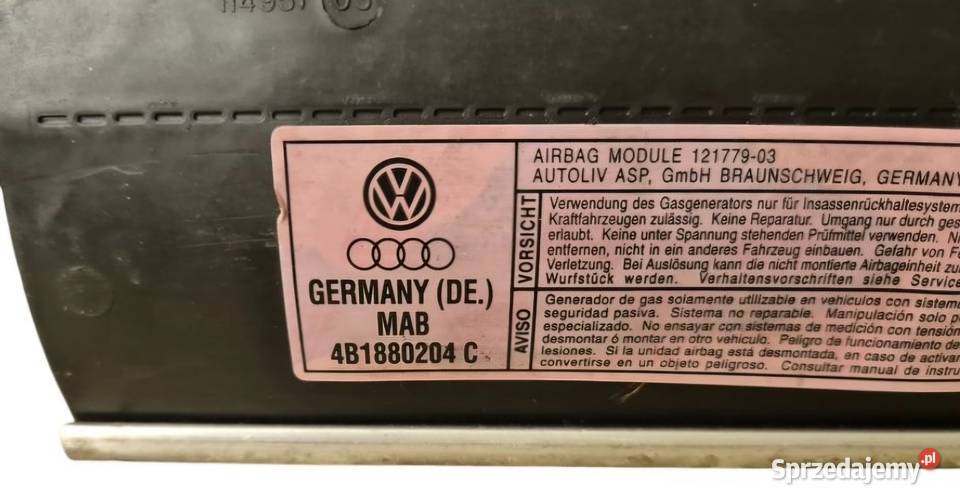 PODUSZKA POWIETRZNA AUDI A6 C5 4B1880204D Działoszyce