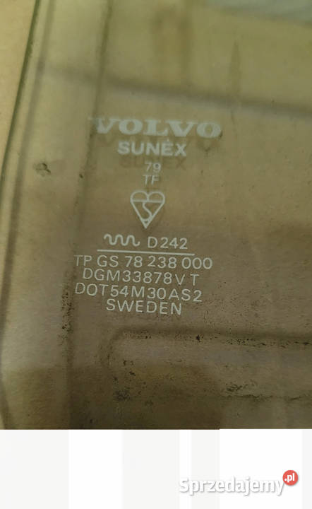 SZYBA DRZWI TYLNA PRAWA VOLVO 240 1991r Ruda Śląska