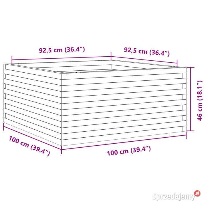 Donica ogrodowa 100x100x46 lite drewno sosnowe Warszawa