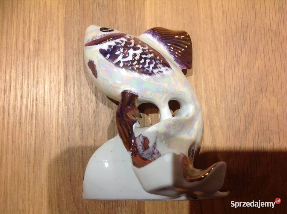 Stara figurka Złota Rybka z Porcelany Sygnowana lubuskie Nowa Sól