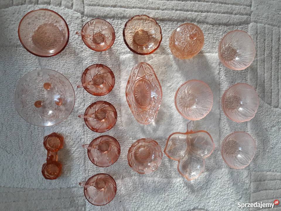Różowe szkło kuchenne lata 60te