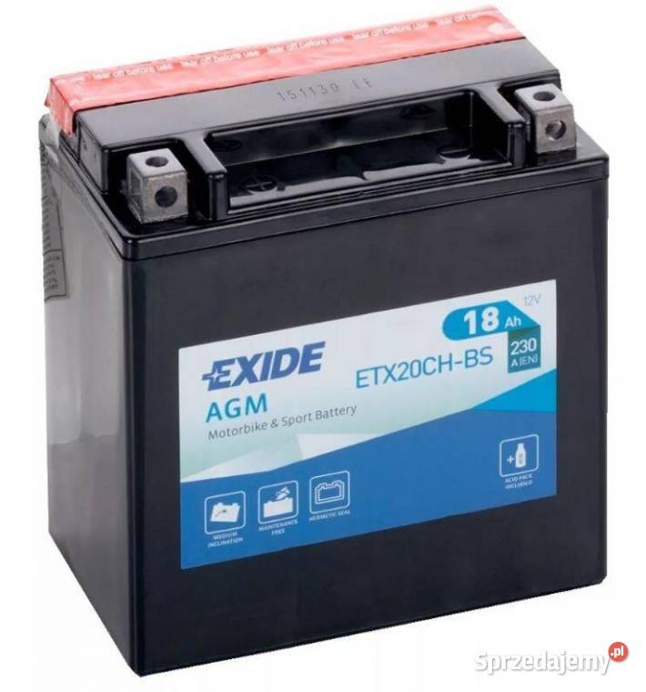 Akumulator motocyklowy 12V 18Ah 230A EN EXIDE Kościerzyna