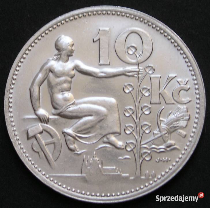 CZECHOSŁOWACJA 10 KORON 1932 SREBRO STAN 2 Łódź sprzedam