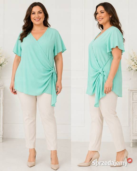 Bluzka damska plus size nakładana biust 128