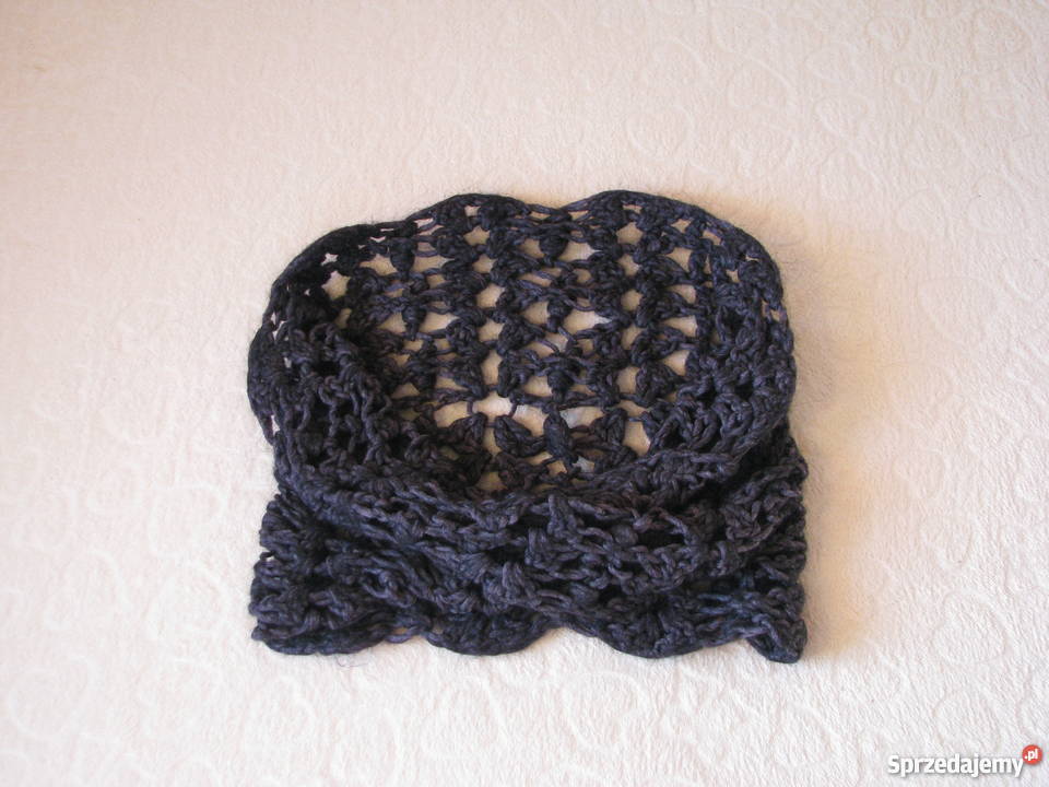 Ażurkowy szal komin w kolorze ciepłego grafitu opolskie