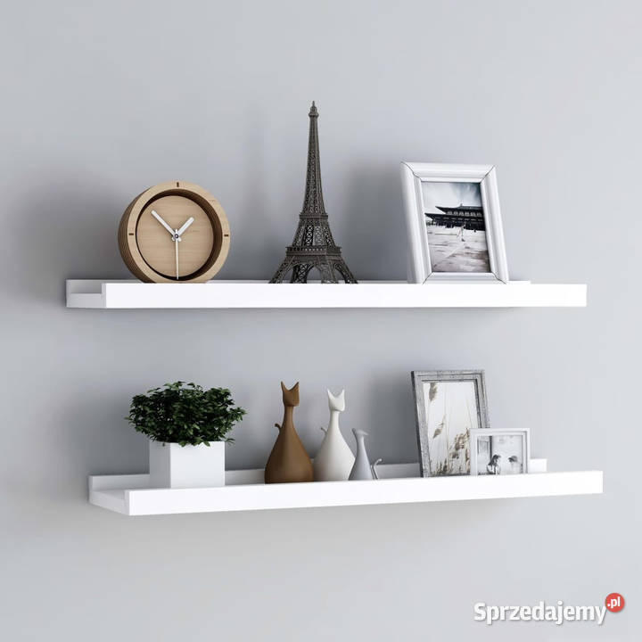 Półki ścienne na zdjęcia 2 białe 80x9x3 MDF Warszawa