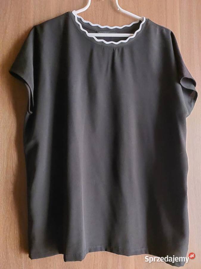 Elegancka czarna bluzka z białą lamówką Bluzki i koszule dolnośląskie Wrocław