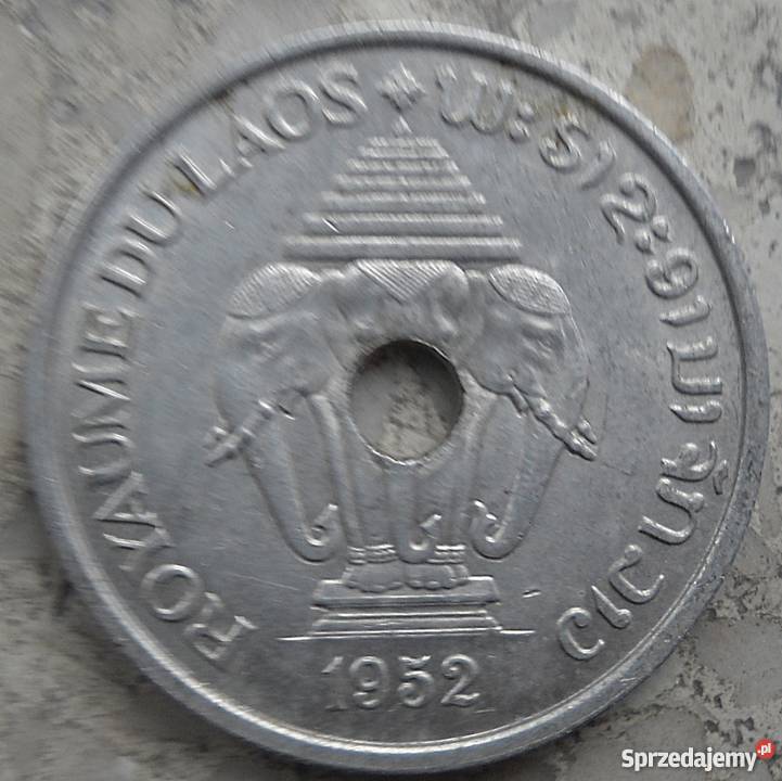 LAOS20 CENTS1952 r Z OTWOREM SŁONIE Numizmatyka Legionowo sprzedam