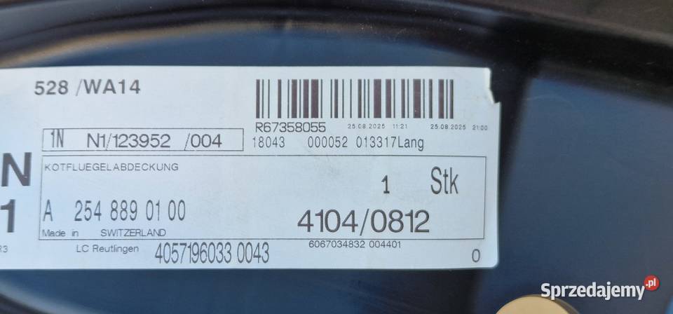 MERCEDES GLC X254 WYGŁUSZENIE BŁOTNIKA OSŁONA Bieleń