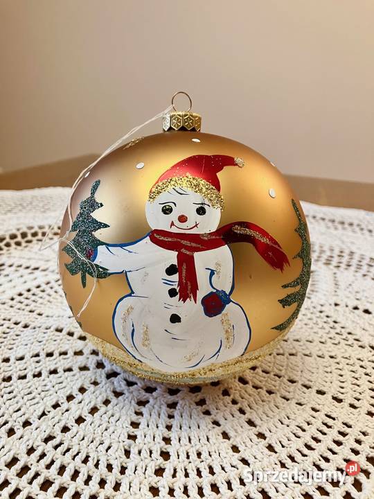 Wielka szklana bombka bańka bałwanek ręcznie Nisko
