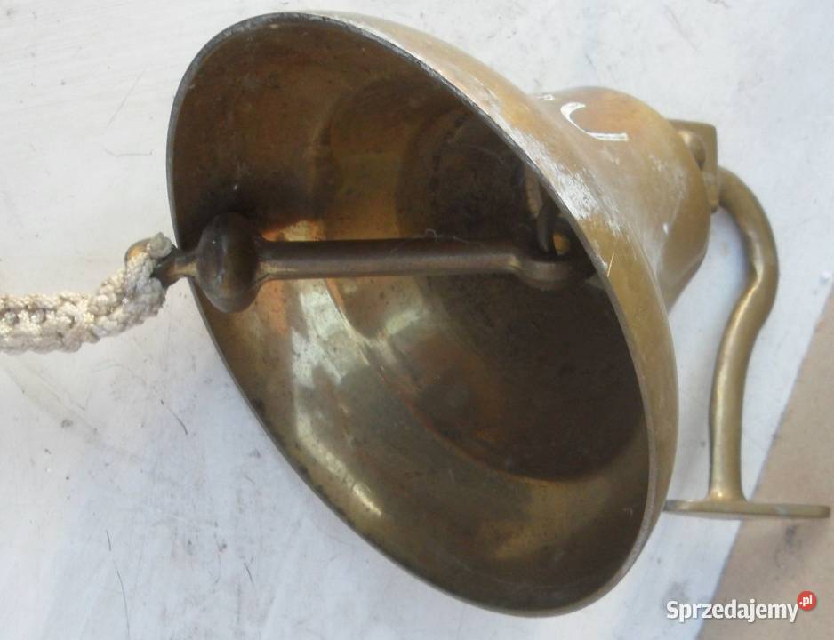 Stary dzwon morski ze statku BIJOU z uchwytem Warszawa