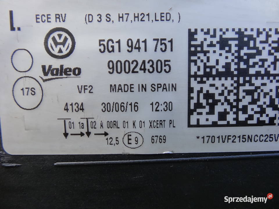 LAMPA PRZÓD LEWA VW GOLF VII 7 1317 5G XENON osobowe