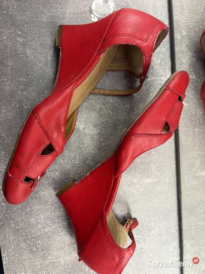 Buty na koturnie czerwone vintage podkarpackie sprzedam