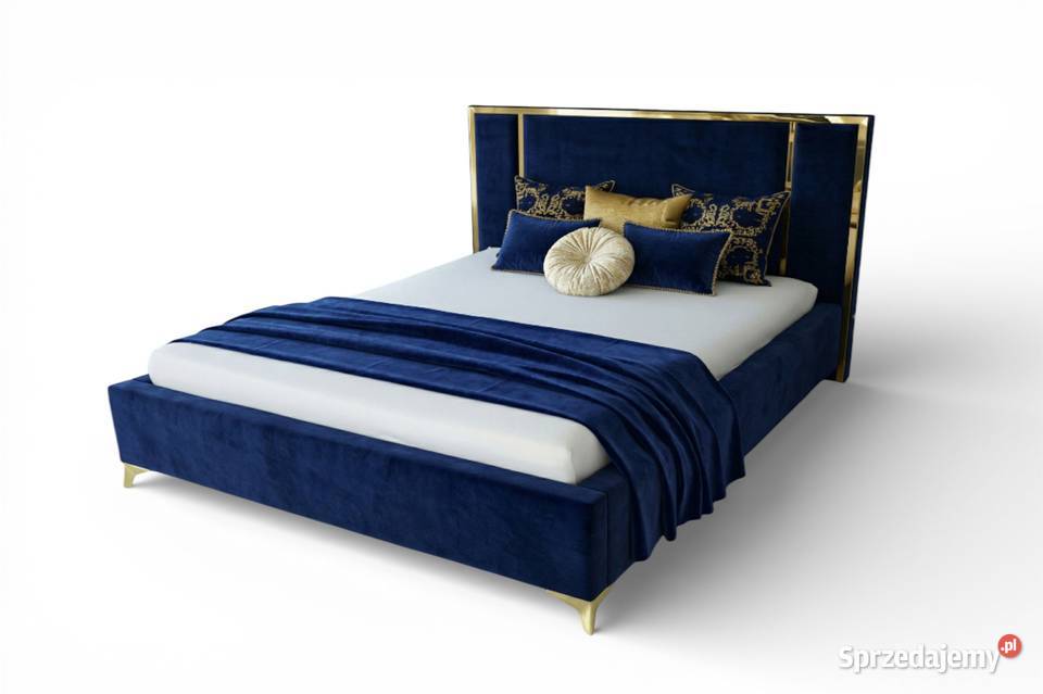 Łóżko GOLD Black Granatowe 160x200 pojemnik Warszawa