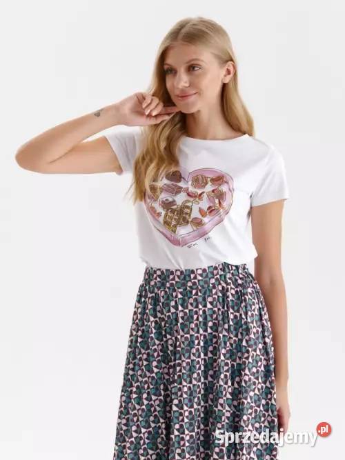 biały tshirt z nadrukiem Top Secret Olkusz