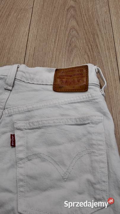 Białe vintage szorty denim Levis 501 Łódź sprzedam