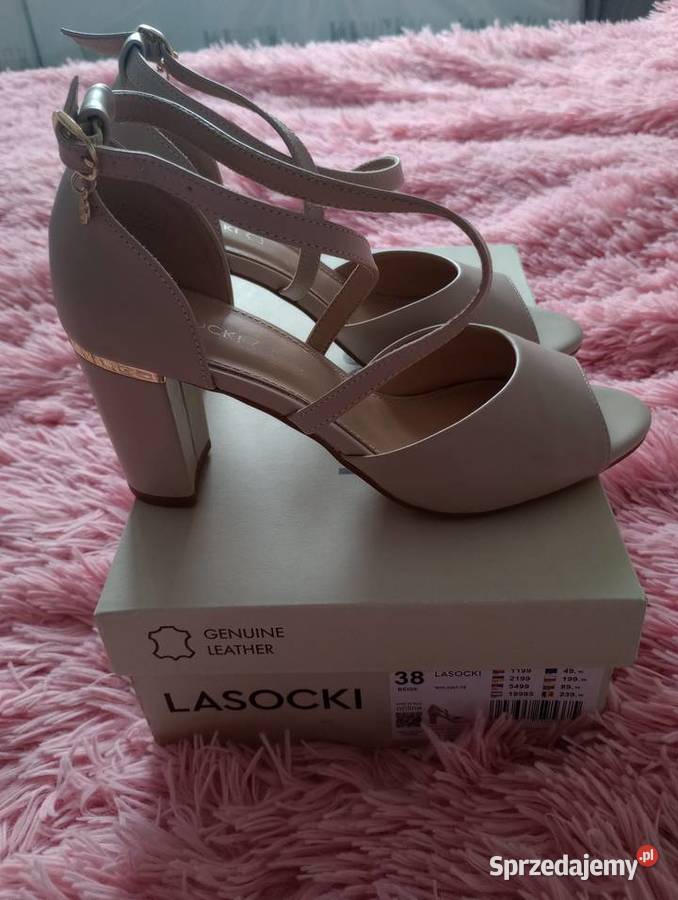 Sandały skórzane na obcasie Lasocki Szczecin