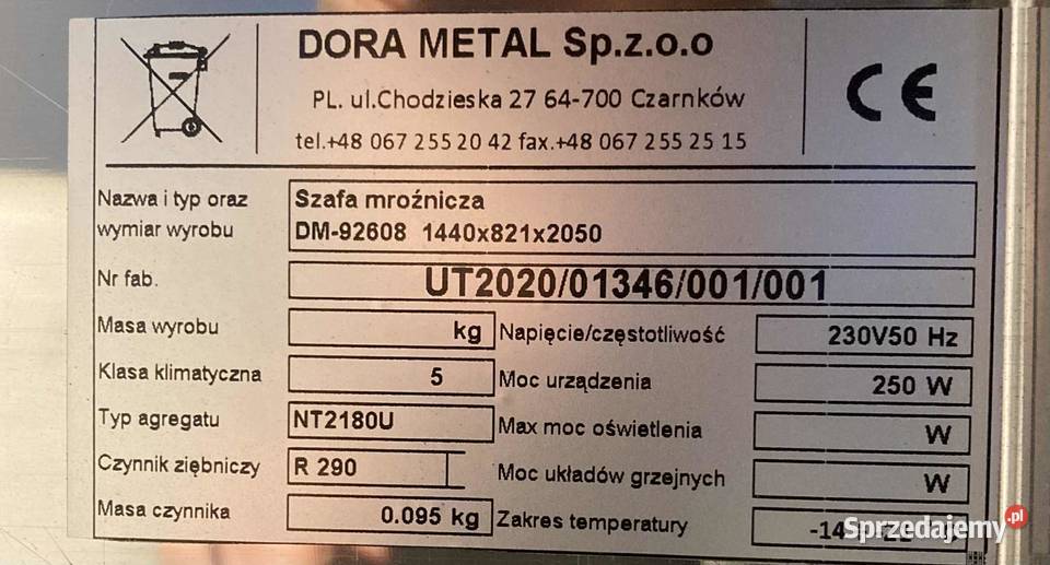 Szafa mroźnicza dwudrzwiowa Dora DM92608 Kraków