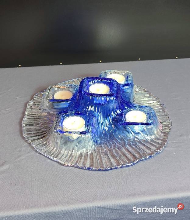 Świecznik Art Glass IILAATU Finland szklany małopolskie Jasień