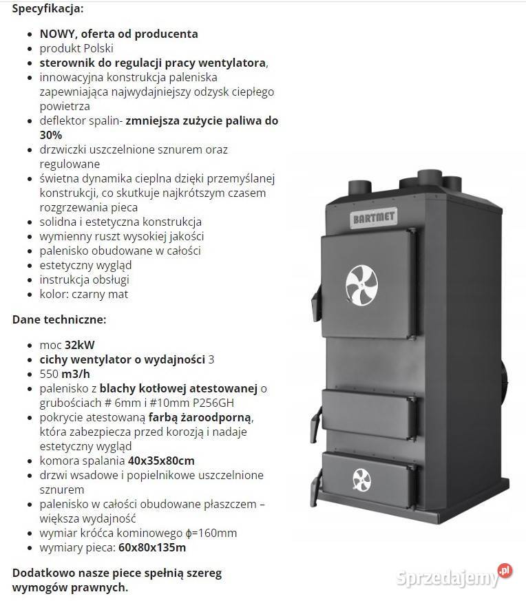 piec nadmuchowy bartmet 32kW Pozostałe Rzeszów sprzedam