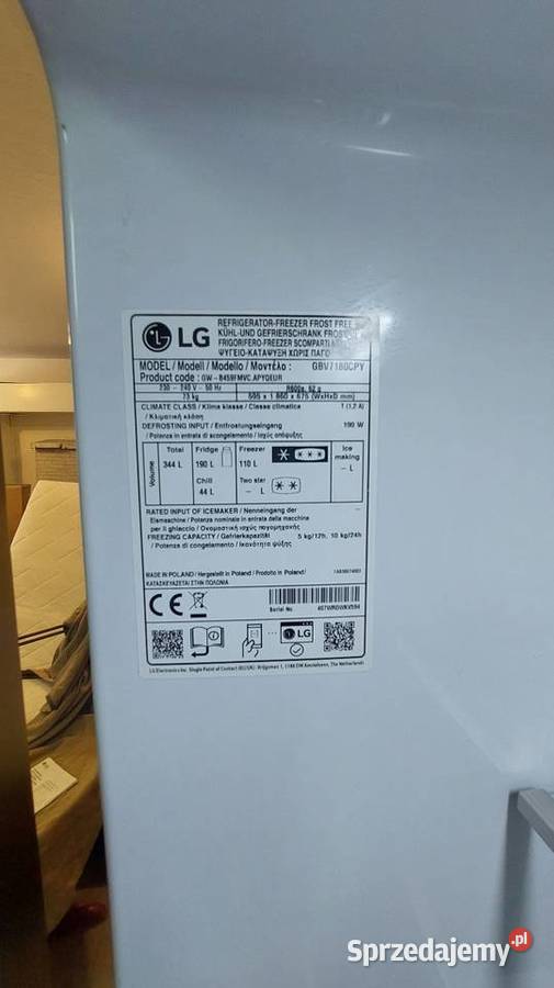 Lodówka LG GBV7180CPY sprzedam