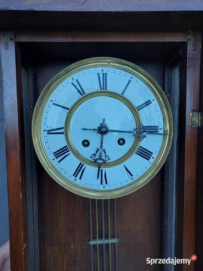 Stary zegar ścienny XIXw pełna płyta duży pomorskie Tczew