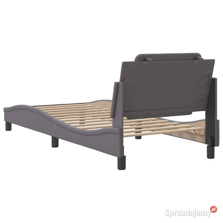 Rama łóżka z zagłówkiem szara sztuczna skóra 74cm sprzedam