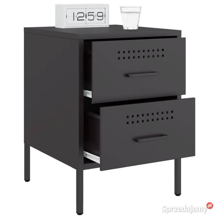 Szafki nocne 2 czarne 36x39x505 stal WM842923 Warszawa