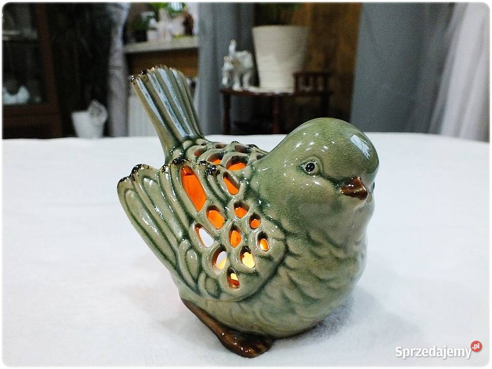 Stary Świecznik Ceramiczny Ażurowy Figurka Żary