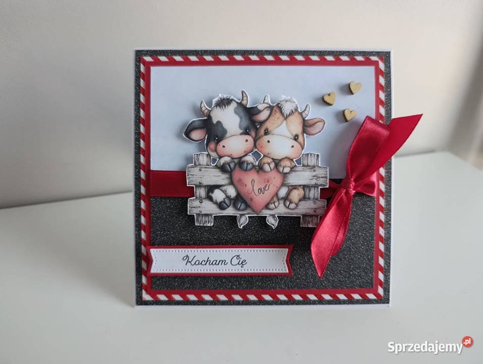 Kartka ręcznie robiona na walentynki Kocham Cię Łódź