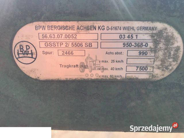 Oś Tandem BPW Z Kołami Jastrzębniki