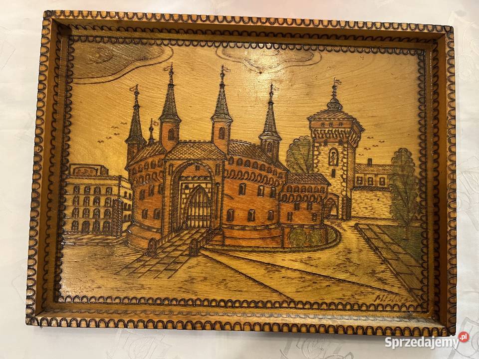 Obraz ręcznie rytowany w drewnie Barbakan Kraków