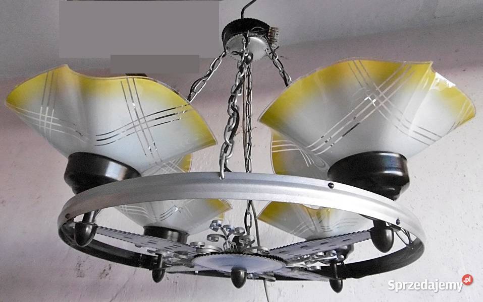 Lampa sufitowa żyrandol 4 x E 27 z PRL Ostrów Wielkopolski