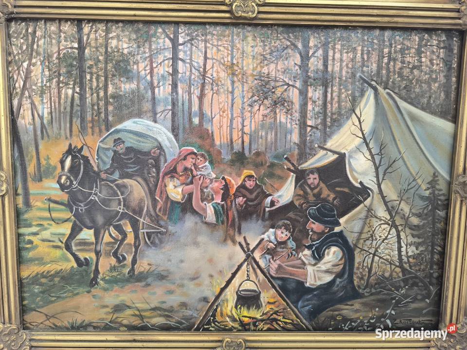 Obraz olejny scena rodzajowa sygnowany Zygmunt Łódź