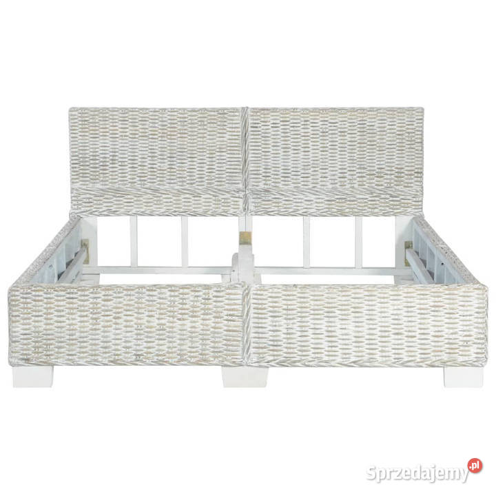 Rama łóżka szara naturalny rattan 140 x 200 sprzedam