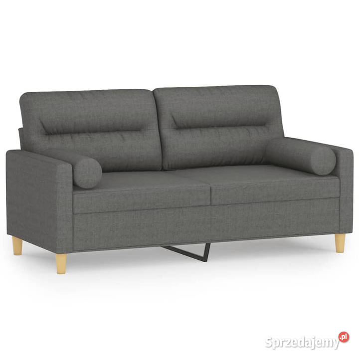 2osobowa sofa z poduszkami ciemnoszara 140