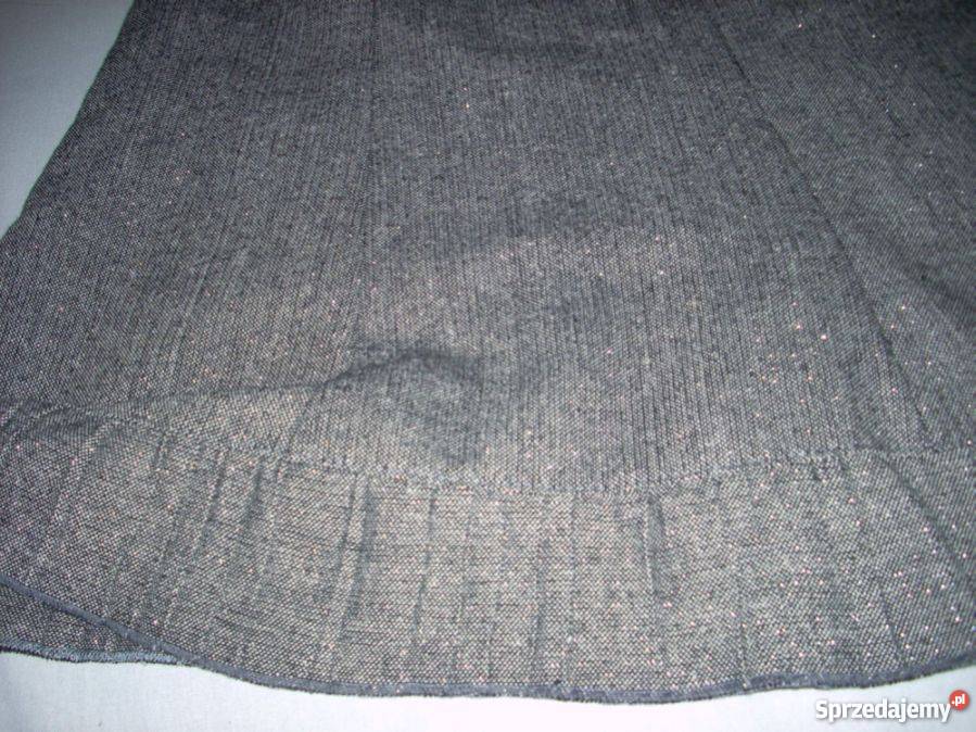 SPÓDNICA szara plisy złota nić j NOWA 34 36 XS S Nowy Sącz